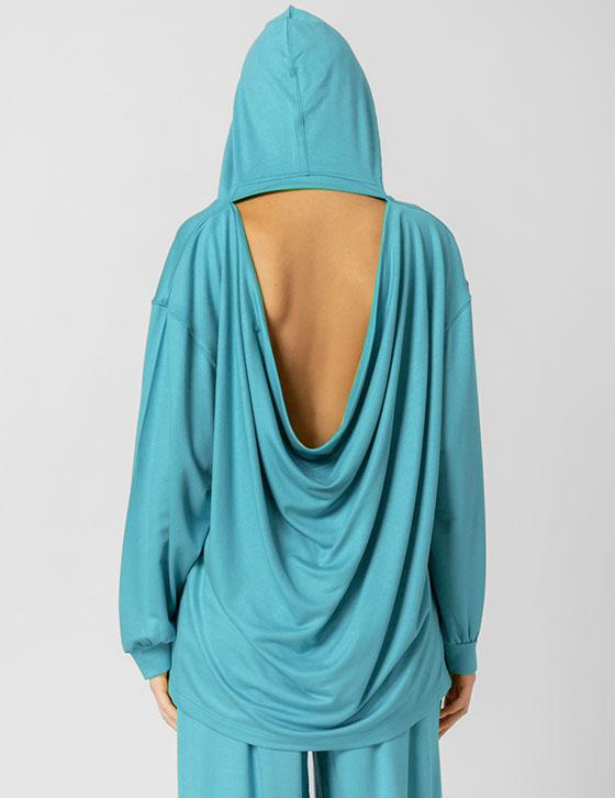  25S319 Open Back Hooded Sweatshirt