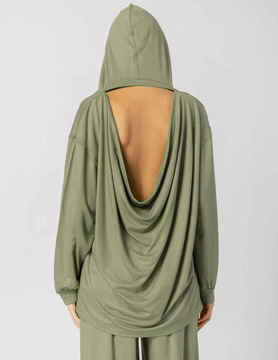 25S319 Open Back Hooded Sweatshirt