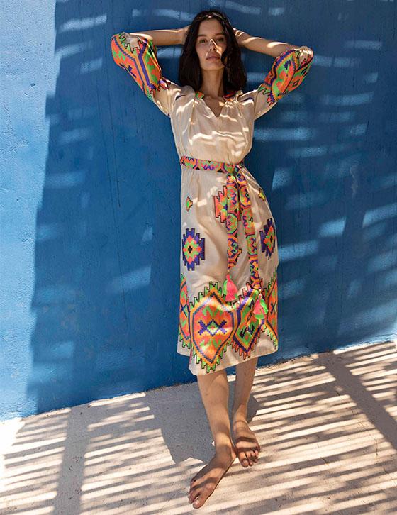 XANTHE14907N100 Μακρύ Caftan Style Φόρεμα