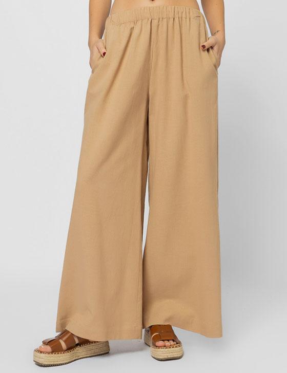 25S734 Wide Leg Λινό Παντελόνι
