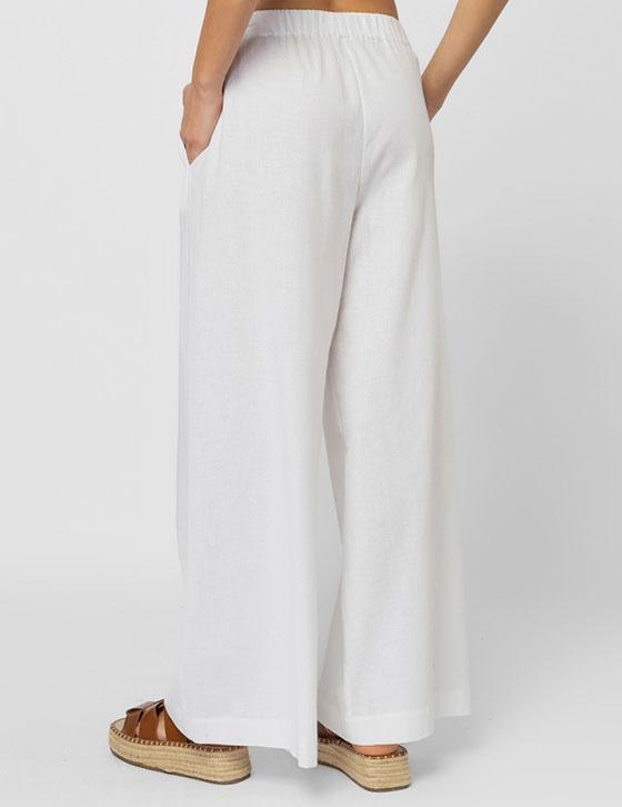 25S734 Wide Leg Λινό Παντελόνι