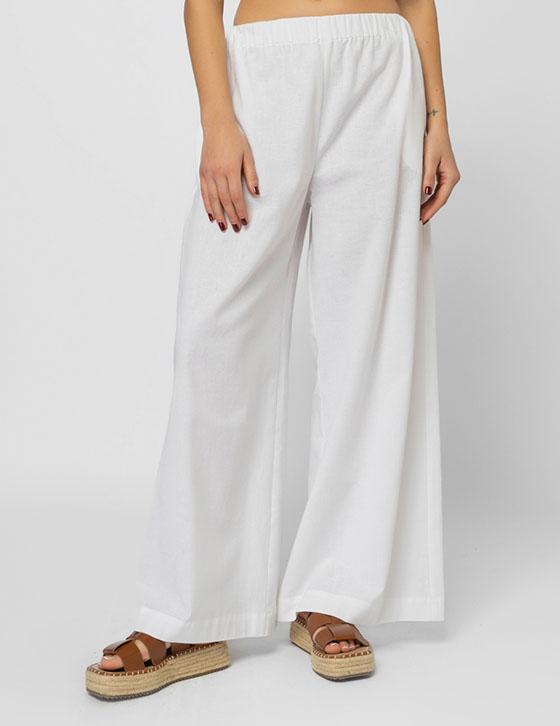 25S734 Wide Leg Λινό Παντελόνι