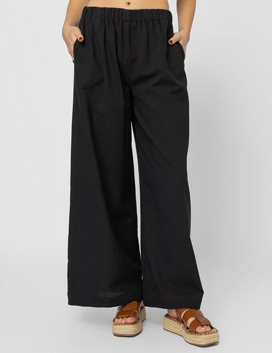 25S734 Wide Leg Λινό Παντελόνι