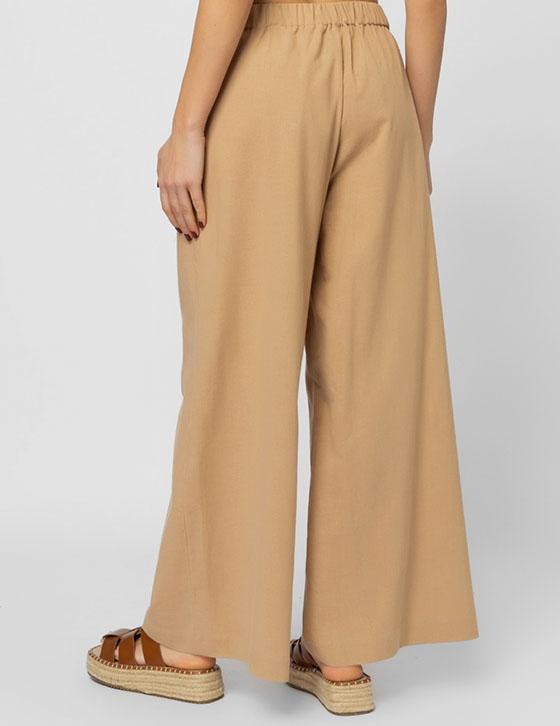 25S734 Wide Leg Λινό Παντελόνι