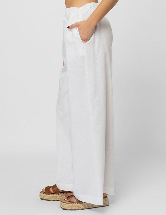 25S734 Wide Leg Λινό Παντελόνι