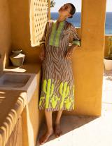  HERA14907N122 Maxi Zebra Print Caftan Style Dress