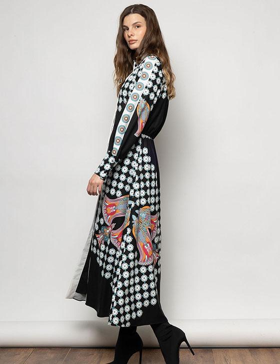 ASIYA15007N010 Long Printed Shirt Dress