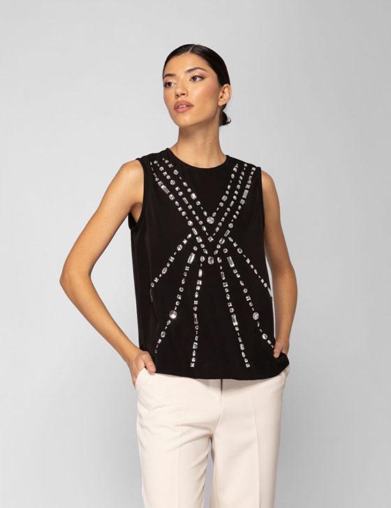 26X330 Sleeveless Top Strass