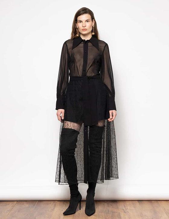 ITZEL15007N009 Μακρύ Φόρεμα Δαντέλα