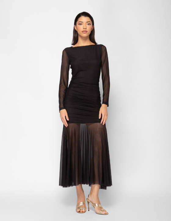 26x909 Long Black Tulle Dress