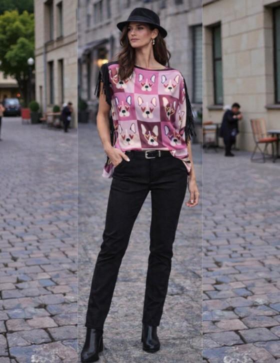 AA/BLOUSE/FRINGE/W Μεταξωτή Μπλούζα