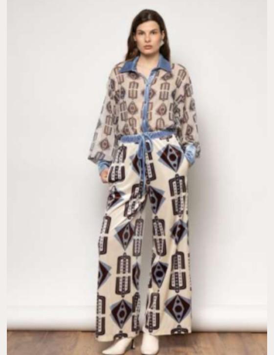  OPHELIE15004N226 Velvet Print Παντελόνα