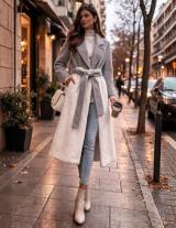 ANIELE15014N114 Double Fur Fabric Long Coat