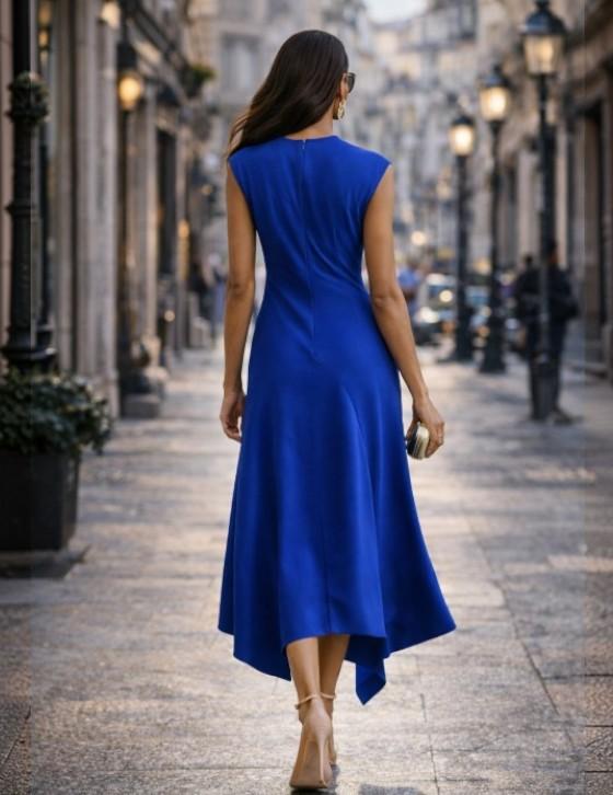 ISPARTA275261 Asymmetric Satin Midi Dress