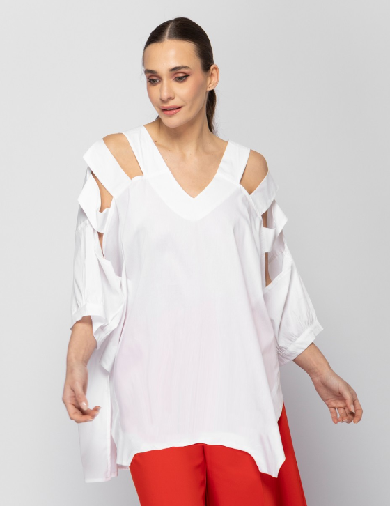 26S303 Oversized Μπλούζα με σκισίματα 