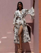 ISHAKIMONO/15106N507 Boho Λινό Κιμονό