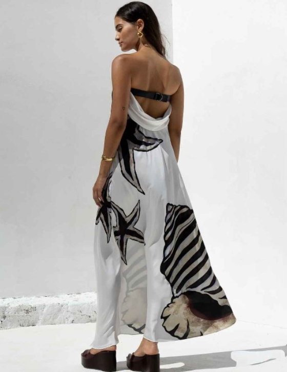 HAZEDRESS/15107N216 Strapless Satin Μακρύ Φόρεμα