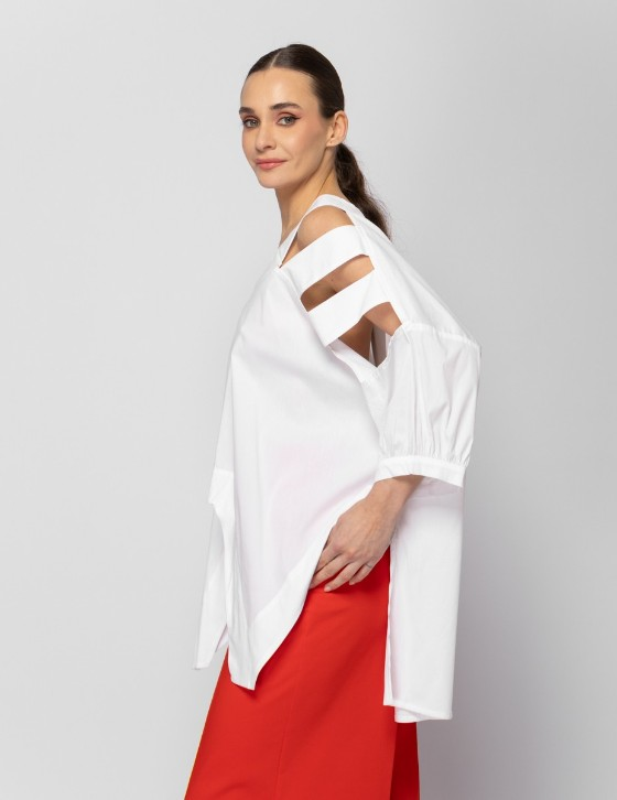 26S303 Oversized Μπλούζα με σκισίματα 