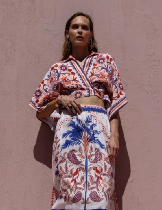 SORATOP/15101N009 Wrap Crop Top με Print
