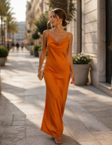 THALIADRESS/15107N230 Σατέν Εξώπλατο Φόρεμα