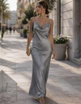 THALIADRESS/15107N230 Σατέν Εξώπλατο Φόρεμα
