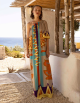 GEOM14907N155 Maxi Satin Φόρεμα με ένα ώμο