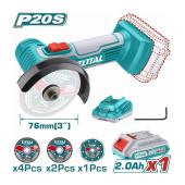 TOTAL Γωνιακός Τροχός Mini με Μπαταρία 20V 2Ah TAGLI76017