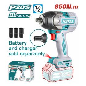 TOTAL Μπουλονόκλειδο Μπαταρίας 20V 850Nm Χωρίς Μπαταρία και Φορτιστή TIWLI20851