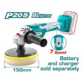 TOTAL Γωνιακός Αλοιφαδόρος Μπαταρίας 20V 150mm Χωρίς Μπαταρία και Φορτιστή TAPLI2001