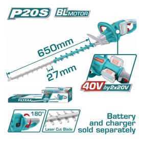 TOTAL Ψαλίδι Μπορντούρας Μπαταρίας 2 x 20V Χωρίς Μπαταρία και Φορτιστή THTLI40028