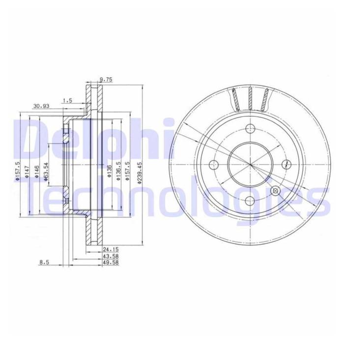 DELPHI Δισκόπλακα για Ford BG2367