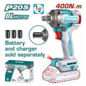 TOTAL Μπουλονόκλειδο Μπαταρίας 20V 400Nm Χωρίς Μπαταρία και Φορτιστή TIWLI20401