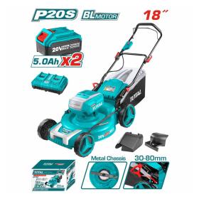 TOTAL Μηχανή Γκαζόν Μπαταρίας 46cm 2 x 20V με 2 Μπαταρίες 5Ah και Φορτιστή TLMLI20182