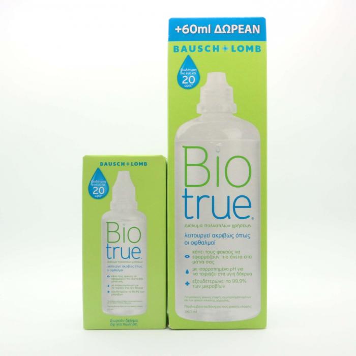 Υγρό Φακών επαφής Bausch Lomb Bio True 360ml+60ml ΔΩΡΟ