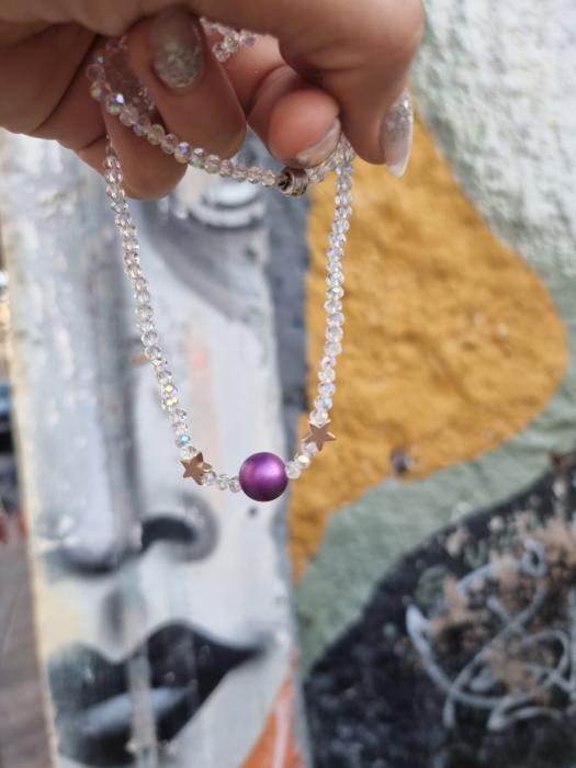 Κολιέ Γυναικειο Ananna Purple pearl