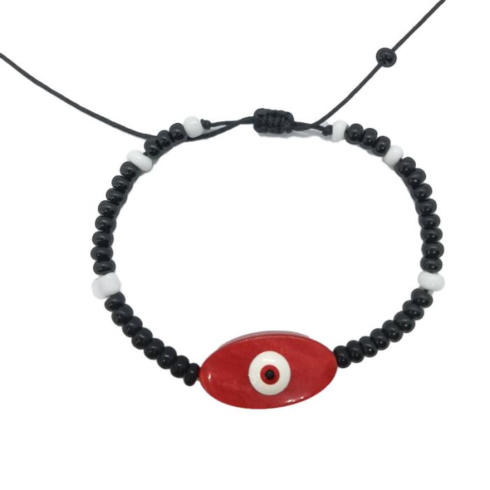 Βραχιόλι Ananna Unisex Eye Ακρυλικό Μαυρο/Κοκκινο
