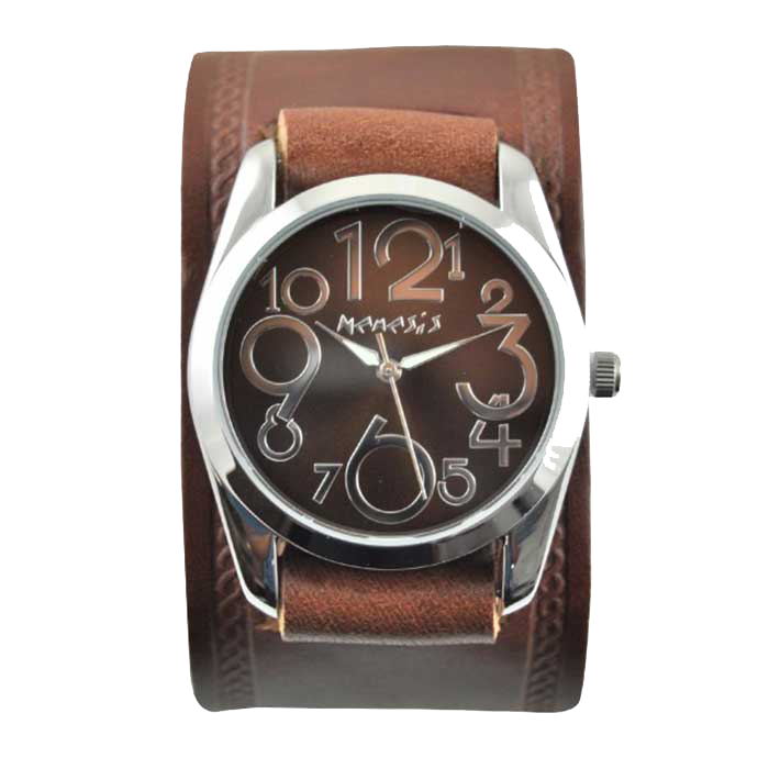 ΡΟΛΟΙ NEMESIS ROMAN NUMERALS BROWN LEATHER BGHST109B
