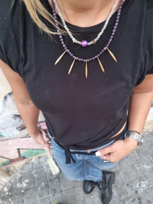 Κολιέ Γυναικειο Ananna Purple pearl
