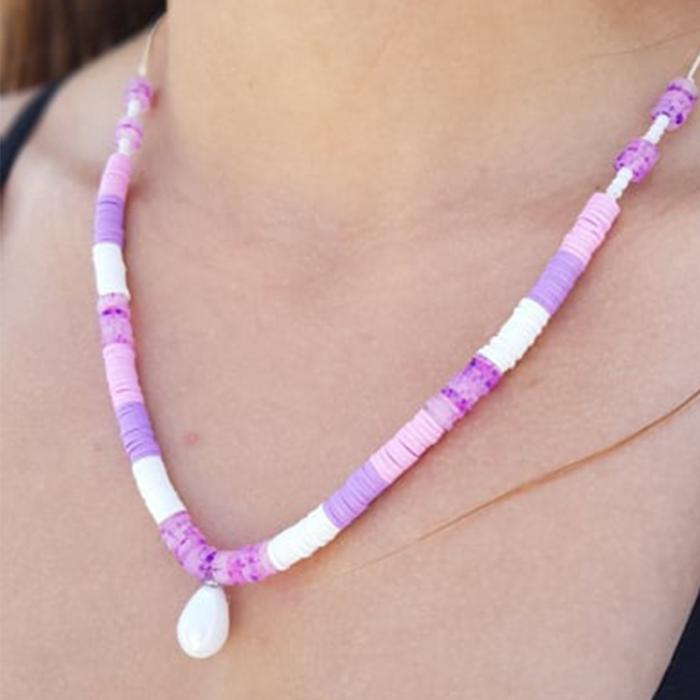 Κολιέ Γυναικείο Ananna με Πολυμερικό Pearl Purple