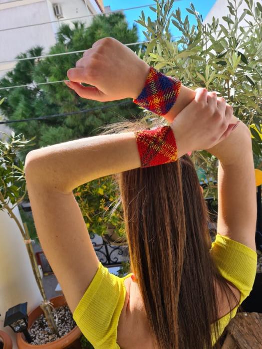 Βραχιόλι χειροποίητο μακραμέ Ananna Καρό Κοκκινο 17εκ.