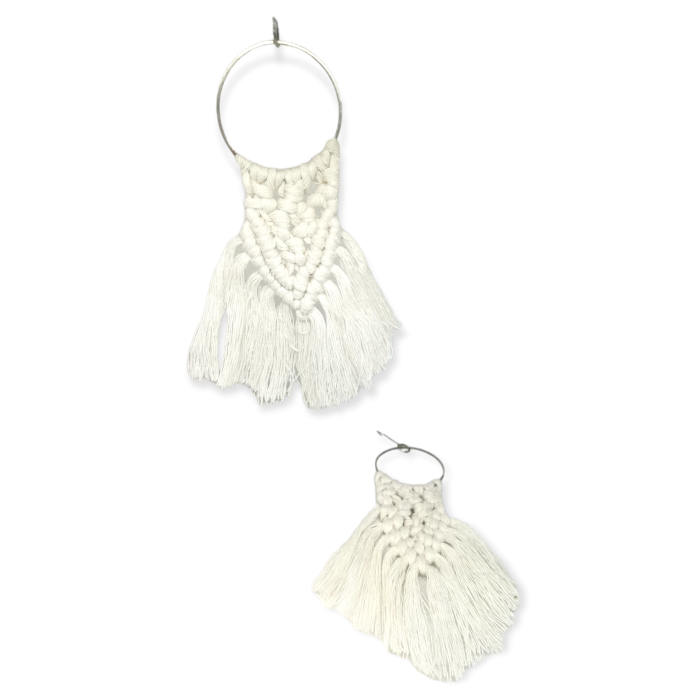 Σκουλαρίκια Μακραμέ Ananna Boho Hoop Λευκό